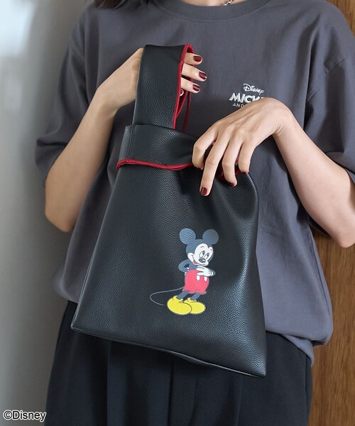 coen(コーエン)の「【MICKEY(ミッキー)/別注】配色パイピング レザーライクショッパーバッグ(ハンドバッグ・レディース・その他1/ブラック/レッド/シルバー/その他2/その他3・FREE)」の8枚目の写真