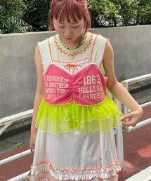 【HELLO.SANFRANCISCO/ハローサンフランシスコ】プリントロゴチュールキャミビスチェ