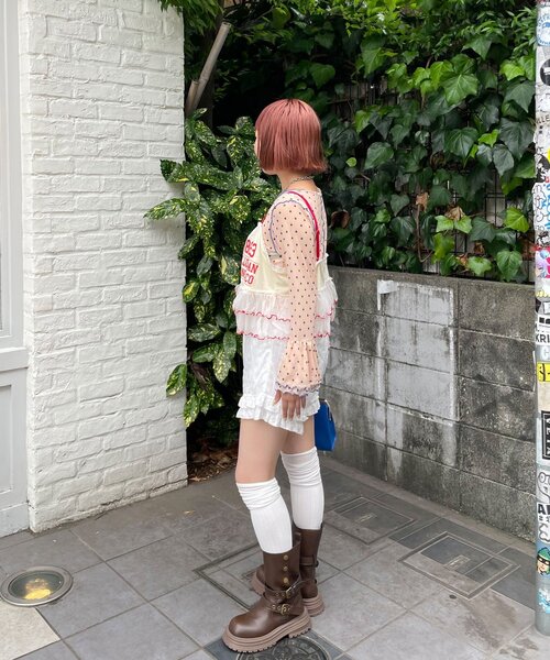 HELLO.SANFRANCISCO(ハローサンフランシスコ)の「【HELLO.SANFRANCISCO/ハローサンフランシスコ】プリントロゴチュールキャミビスチェ(タンクトップ・レディース・ピンク/グレー/アイボリー・ONE SIZE)」の8枚目の写真