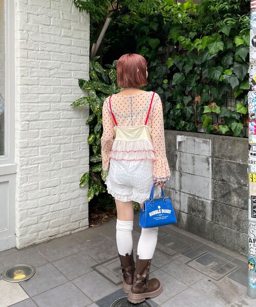 HELLO.SANFRANCISCO(ハローサンフランシスコ)の「【HELLO.SANFRANCISCO/ハローサンフランシスコ】プリントロゴチュールキャミビスチェ(タンクトップ・レディース・ピンク/グレー/アイボリー・ONE SIZE)」の9枚目の写真