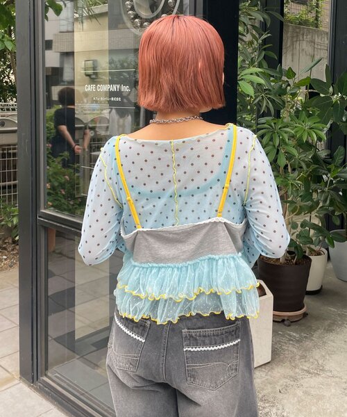 HELLO.SANFRANCISCO(ハローサンフランシスコ)の「【HELLO.SANFRANCISCO/ハローサンフランシスコ】プリントロゴチュールキャミビスチェ(タンクトップ・レディース・ピンク/グレー/アイボリー・ONE SIZE)」の12枚目の写真