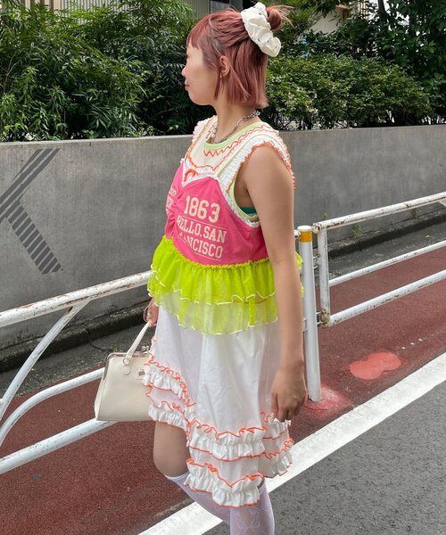 HELLO.SANFRANCISCO(ハローサンフランシスコ)の「【HELLO.SANFRANCISCO/ハローサンフランシスコ】プリントロゴチュールキャミビスチェ(タンクトップ・レディース・ピンク/グレー/アイボリー・ONE SIZE)」の17枚目の写真