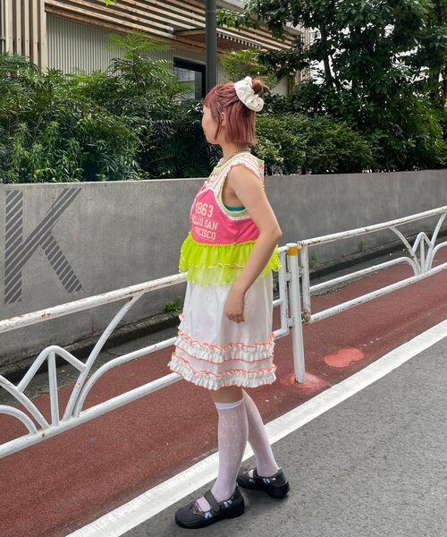 HELLO.SANFRANCISCO(ハローサンフランシスコ)の「【HELLO.SANFRANCISCO/ハローサンフランシスコ】プリントロゴチュールキャミビスチェ(タンクトップ・レディース・ピンク/グレー/アイボリー・ONE SIZE)」の20枚目の写真