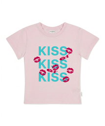 KISS KISS KISSプリントスリムフィット半袖Tシャツピンク