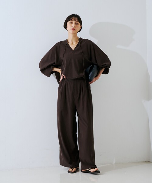Rouge vif(ルージュヴィフ)の「【セットアップ対応】フィブリルイージーパンツ/ウエストゴム(その他パンツ・レディース・ブラウン/ブラック・36/38)」の16枚目の写真