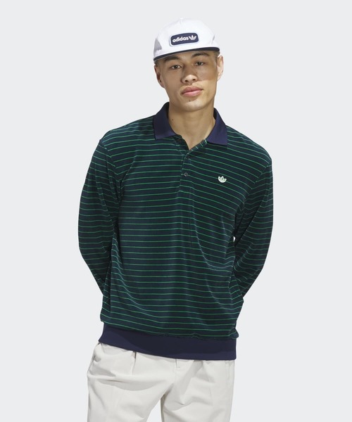 adidas(アディダス)の「オリジナルスゴルフ Originalsベロア 長袖 ポロシャツ【adidas Golf/アディダスゴルフ】(スウェット・メンズ・ネイビー・X-LARGE/SMALL/LARGE/MEDIUM/XX-LARGE/3XL)」の8枚目の写真