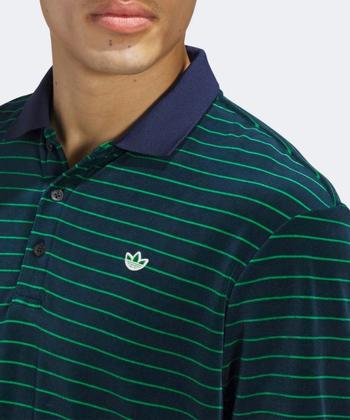 adidas(アディダス)の「オリジナルスゴルフ Originalsベロア 長袖 ポロシャツ【adidas Golf/アディダスゴルフ】(スウェット・メンズ・ネイビー・X-LARGE/SMALL/LARGE/MEDIUM/XX-LARGE/3XL)」の10枚目の写真