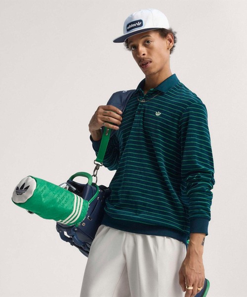 adidas(アディダス)の「オリジナルスゴルフ Originalsベロア 長袖 ポロシャツ【adidas Golf/アディダスゴルフ】(スウェット・メンズ・ネイビー・X-LARGE/SMALL/LARGE/MEDIUM/XX-LARGE/3XL)」の4枚目の写真
