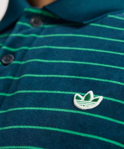 adidas(アディダス)の「オリジナルスゴルフ Originalsベロア 長袖 ポロシャツ【adidas Golf/アディダスゴルフ】(スウェット・メンズ・ネイビー・X-LARGE/SMALL/LARGE/MEDIUM/XX-LARGE/3XL)」の2枚目の写真