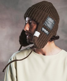 ANGENEHM（アンゲネーム）の「mko13824-Earflap Wide Rib Knit Beanie イヤーフラップニットビーニー(AG07-005acg)（ニットキャップ/ビーニー）」
