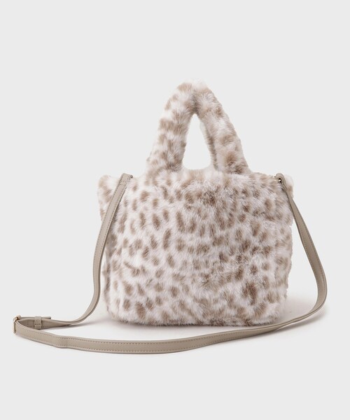 ESPERANZA（エスペランサ）の「ポーチチャーム付きフェイクファーミニトート（トートバッグ・レディース・レオパード/ブラック系3/アイボリー系3・FREE）」の15枚目の写真
