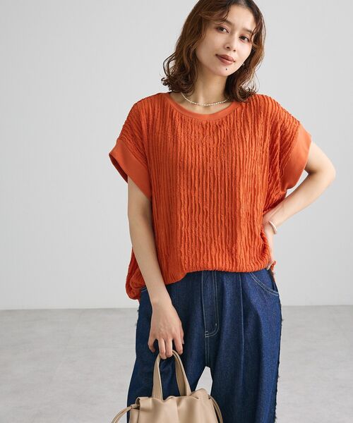 Green Parks(グリーンパークス)の「表面感カットフリルフレンチプルオーバー(Tシャツ/カットソー・レディース・オレンジ/ブラック/ホワイト系その他2/カーキ・FREE)」の8枚目の写真