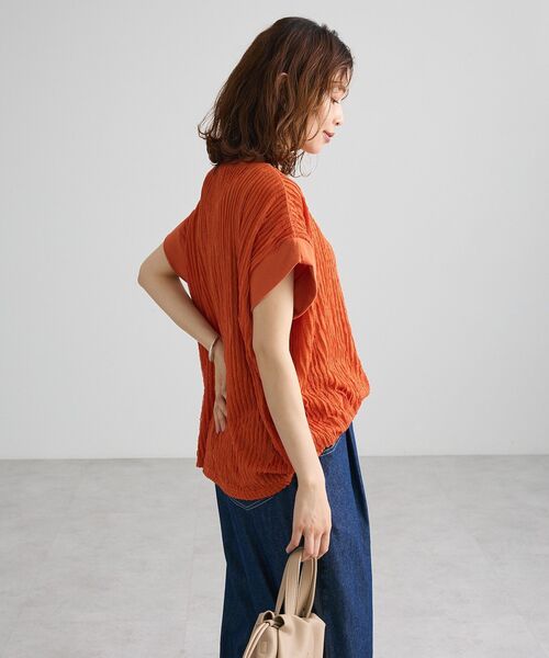 Green Parks(グリーンパークス)の「表面感カットフリルフレンチプルオーバー(Tシャツ/カットソー・レディース・オレンジ/ブラック/ホワイト系その他2/カーキ・FREE)」の9枚目の写真