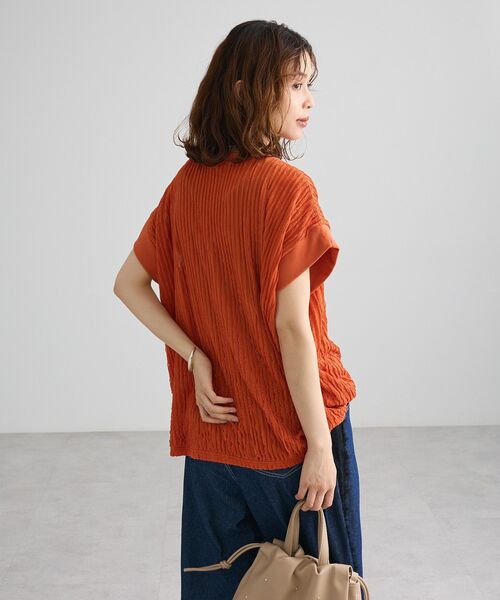 Green Parks(グリーンパークス)の「表面感カットフリルフレンチプルオーバー(Tシャツ/カットソー・レディース・オレンジ/ブラック/ホワイト系その他2/カーキ・FREE)」の10枚目の写真