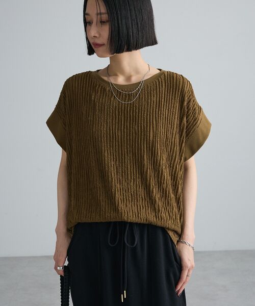 Green Parks(グリーンパークス)の「表面感カットフリルフレンチプルオーバー(Tシャツ/カットソー・レディース・オレンジ/ブラック/ホワイト系その他2/カーキ・FREE)」の14枚目の写真