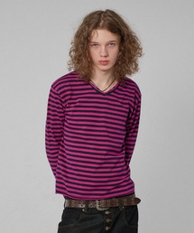 WISH FOR EVER(�E�B�b�V���t�H�[�G�o�[)��ASSORT SLAB CROPPED COMPACT V NECK LONG SLEEVE/�A�\�[�g�X���u�N���b�v�h�R���p�N�gV�l�b�N�����O�X���[�u(T�V���c/�J�b�g�\�[)