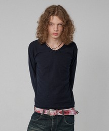ASSORT SLAB CROPPED COMPACT V NECK LONG SLEEVE/アソートスラブクロップドコンパクトVネックロングスリーブ