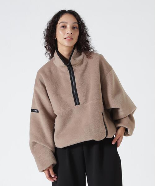 YENN(イエン)の「YENN(イエン)SHAGGY HALF ZIP JK(ブルゾン・レディース・チャコールグレー/ベージュ・F)」の2枚目の写真