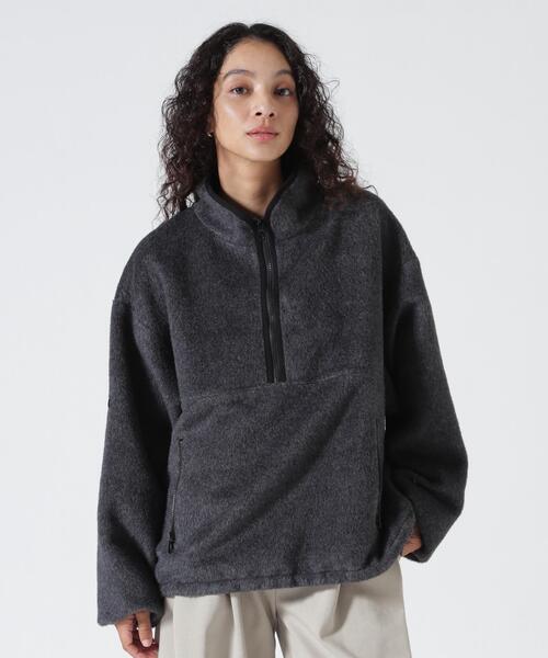 YENN(イエン)の「YENN(イエン)SHAGGY HALF ZIP JK(ブルゾン・レディース・チャコールグレー/ベージュ・F)」の1枚目の写真