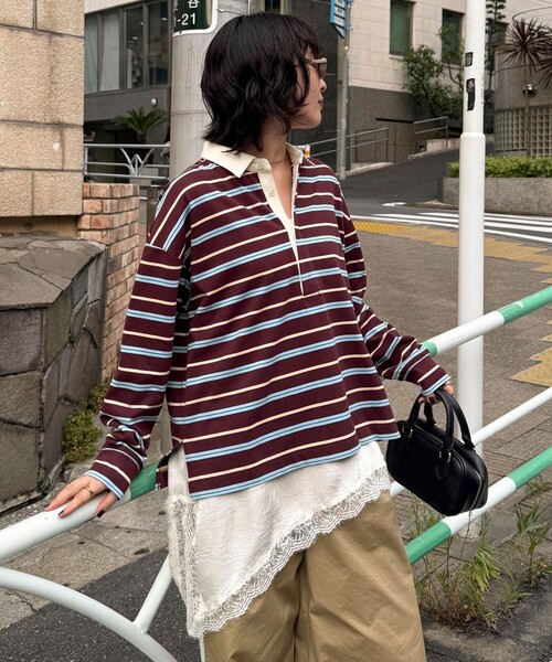 fredy emue(フレディエミュ)の「【@suda_mame3企画】サテンレースアシメカットキャミワンピース(ワンピース・レディース・オフホワイト/ダークブラウン・38)」の18枚目の写真