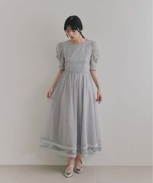 スパンコールラインチュールドレス【結婚式 二次会 同窓会 成人式 パーティードレス】