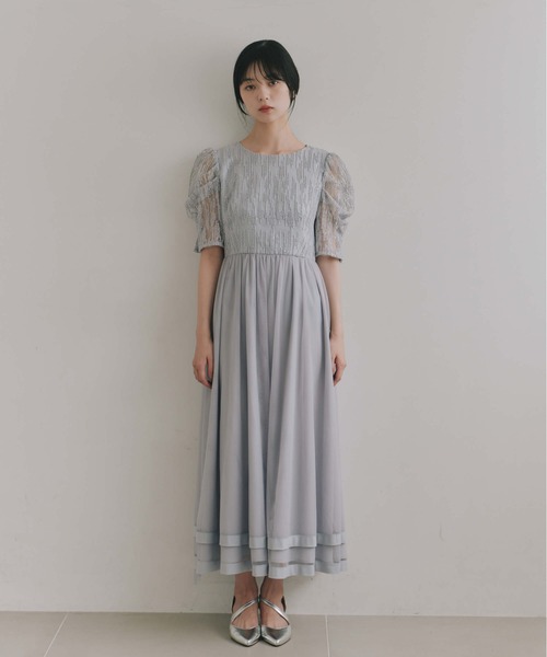 kaene(カエン)の「スパンコールラインチュールドレス【結婚式 二次会 同窓会 成人式 パーティードレス】(ドレス・レディース・ブルーグレー・S/M)」の2枚目の写真