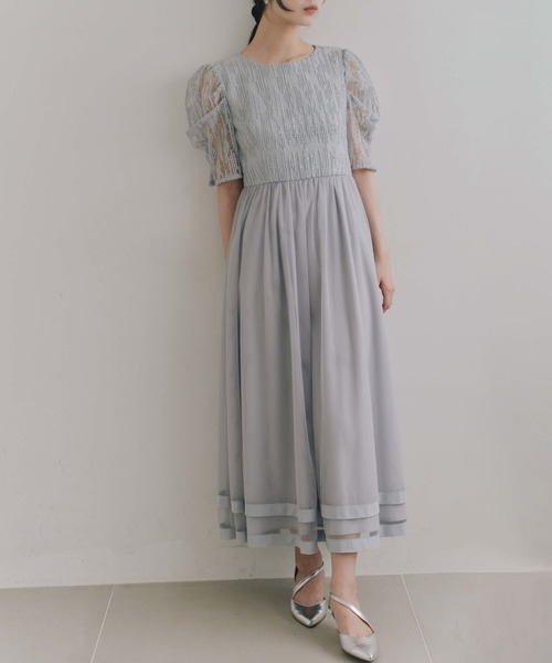 kaene(カエン)の「スパンコールラインチュールドレス【結婚式 二次会 同窓会 成人式 パーティードレス】(ドレス・レディース・ブルーグレー・S/M)」の8枚目の写真