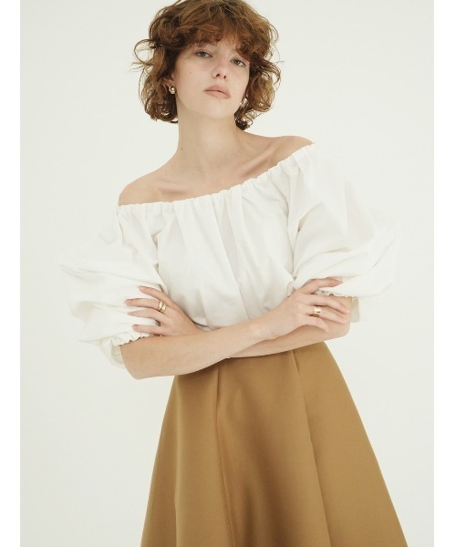 CLANE(クラネ)の「CLANE/クラネ/VOLUME SLEEVE CROPPED BLOUSE(Tシャツ/カットソー・レディース・ブラウン/その他18/ホワイト・1)」の10枚目の写真