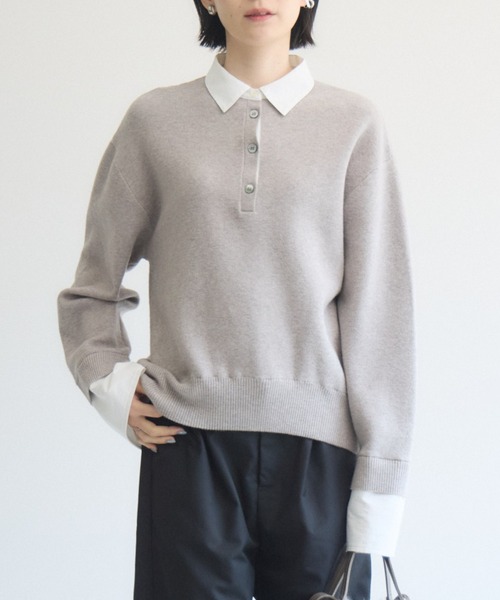 Paradise Picnic(パラダイスピクニック)の「cloche シャツレイヤード風ニット(ニット/セーター・レディース・ベージュ/ブラック/ブラウン・FREE)」の3枚目の写真