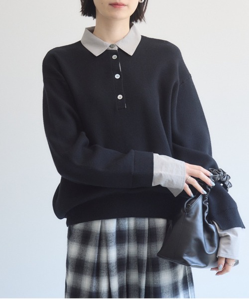 Paradise Picnic(パラダイスピクニック)の「cloche シャツレイヤード風ニット(ニット/セーター・レディース・ベージュ/ブラック/ブラウン・FREE)」の1枚目の写真