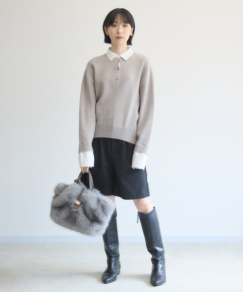 Paradise Picnic(パラダイスピクニック)の「cloche シャツレイヤード風ニット(ニット/セーター・レディース・ベージュ/ブラック/ブラウン・FREE)」の7枚目の写真