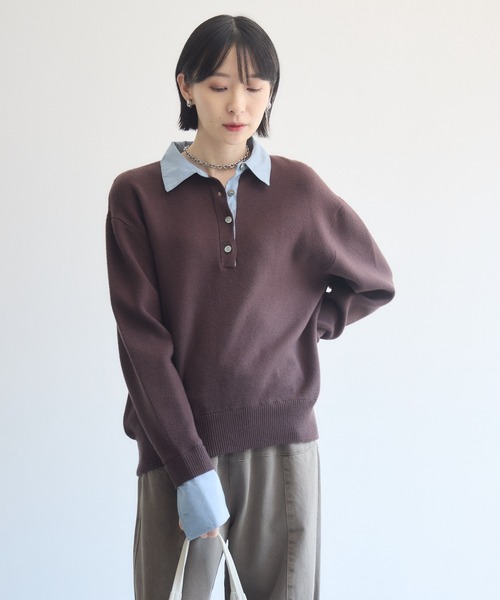 Paradise Picnic(パラダイスピクニック)の「cloche シャツレイヤード風ニット(ニット/セーター・レディース・ベージュ/ブラック/ブラウン・FREE)」の4枚目の写真