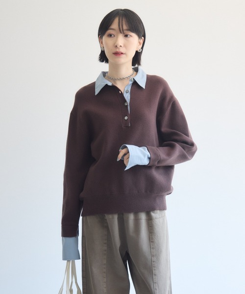 Paradise Picnic(パラダイスピクニック)の「cloche シャツレイヤード風ニット(ニット/セーター・レディース・ベージュ/ブラック/ブラウン・FREE)」の6枚目の写真