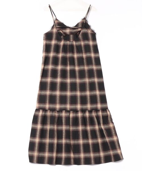 AZUL by moussy(アズールバイマウジー)の「【身長/骨格別着用画像あり】レースドッキングチェックキャミワンピース 秋服 冬服 レイヤード(ワンピース・レディース・ブラウン系その他/ブラック系その他・SMALL/MEDIUM)」の20枚目の写真