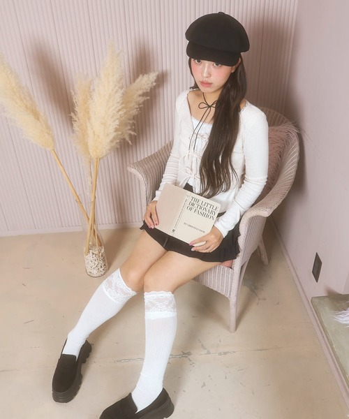 SPINNS(スピンズ)の「レイヤード風長袖カットソー/リボン/ドット/韓国ガーリー(Tシャツ/カットソー・レディース・ネイビー系1/アイボリー系1/ピンク系1・ONESIZE)」の16枚目の写真