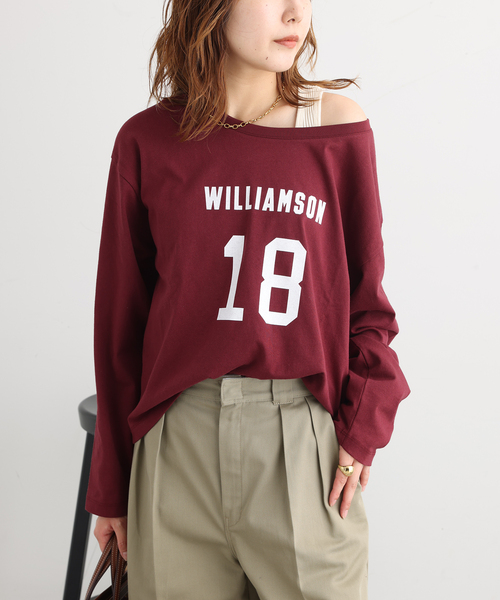 journal standard L'essage(ジャーナルスタンダードレサージュ)の「JANE SMITH*DICKIES*L'ESSAGE 別注ONE SHOULDERカットソー(Tシャツ/カットソー・レディース・エンジ/ブラック系その他/アイボリー/ライトグレー・FREE)」の2枚目の写真