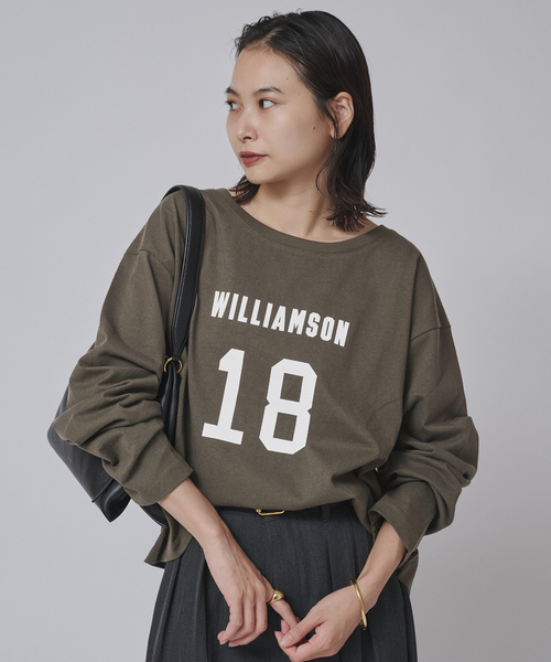 journal standard L'essage(ジャーナルスタンダードレサージュ)の「JANE SMITH*DICKIES*L'ESSAGE 別注ONE SHOULDERカットソー(Tシャツ/カットソー・レディース・エンジ/ブラック系その他/アイボリー/ライトグレー・FREE)」の4枚目の写真