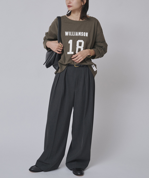 journal standard L'essage(ジャーナルスタンダードレサージュ)の「JANE SMITH*DICKIES*L'ESSAGE 別注ONE SHOULDERカットソー(Tシャツ/カットソー・レディース・エンジ/ブラック系その他/アイボリー/ライトグレー・FREE)」の5枚目の写真