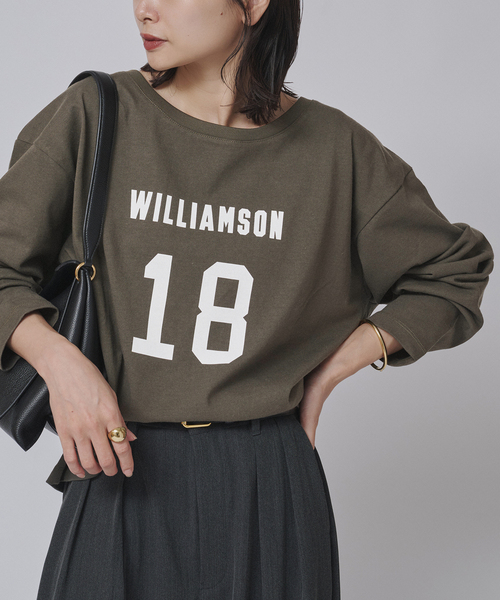 journal standard L'essage(ジャーナルスタンダードレサージュ)の「JANE SMITH*DICKIES*L'ESSAGE 別注ONE SHOULDERカットソー(Tシャツ/カットソー・レディース・エンジ/ブラック系その他/アイボリー/ライトグレー・FREE)」の9枚目の写真