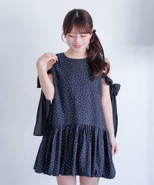 umm.clair（ウムクレール）の「Shoulder Ribbon Balloon One-Piece（ワンピース・レディース・ブラック×ホワイト/ホワイト×ブラック/ホワイト・FREE）」の10枚目の写真