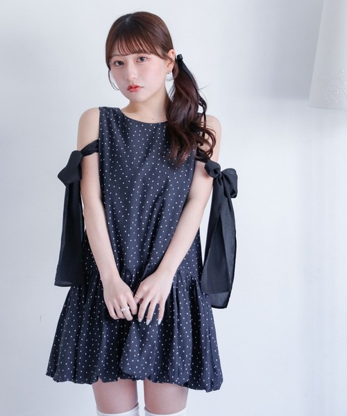 umm.clair（ウムクレール）の「Shoulder Ribbon Balloon One-Piece（ワンピース・レディース・ブラック×ホワイト/ホワイト×ブラック/ホワイト・FREE）」の11枚目の写真