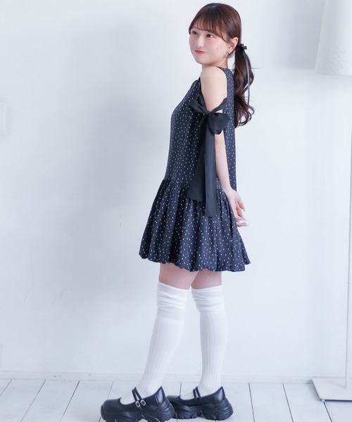umm.clair（ウムクレール）の「Shoulder Ribbon Balloon One-Piece（ワンピース・レディース・ブラック×ホワイト/ホワイト×ブラック/ホワイト・FREE）」の12枚目の写真