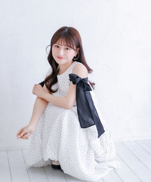 umm.clair（ウムクレール）の「Shoulder Ribbon Balloon One-Piece（ワンピース・レディース・ブラック×ホワイト/ホワイト×ブラック/ホワイト・FREE）」の8枚目の写真