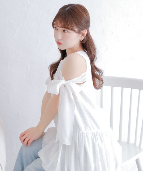 umm.clair（ウムクレール）の「Shoulder Ribbon Balloon One-Piece（ワンピース・レディース・ブラック×ホワイト/ホワイト×ブラック/ホワイト・FREE）」の5枚目の写真