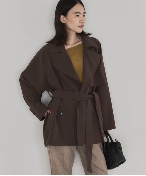 Doux archives(ドゥアルシーヴ)の「【ZOZO先行予約】ストレッチツイルミドルトレンチコート(トレンチコート・レディース・ブラウン/ベージュ/ブラック・FREE)」の1枚目の写真