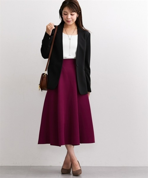 7days Life Styling（セブンデイズライフスタイリング）の「【選べる２タイプ】透け対策ランダムリブダブルフロント長袖トップス（Tシャツ/カットソー・レディース・ホワイト/ブラック/ブラック系/ホワイト系・M/L/LL/3L）」の7枚目の写真