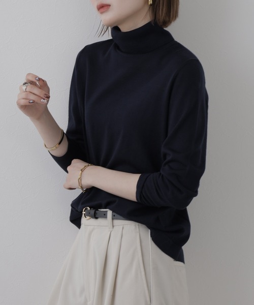 FUNALIVE(ファンアライブ)の「MANIN タートルネックニット(ニット/セーター・レディース・オフホワイト/ネイビー・M)」の20枚目の写真