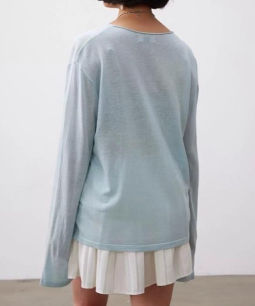 FLINEA(フリネア)の「Vネックリネンテンセル長袖Tシャツ(Tシャツ/カットソー・レディース・ライトブルー/ブラック/アイボリー・FREE)」の12枚目の写真
