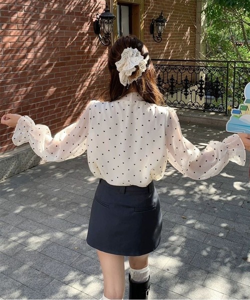 AsheKsha(アシクシャ)の「ハート水玉リボンシフォンシャツ(シャツ/ブラウス・レディース・ベージュ・M)」の12枚目の写真