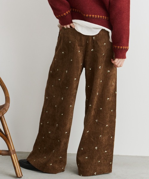 Unitage（ユニテージ）の「刺繍コーデュロイワイドパンツ（その他パンツ・レディース・ブラウン/アイボリー・FREE）」の7枚目の写真